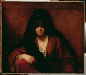 Mulher jovem, desgastar, um, xaile, 1699